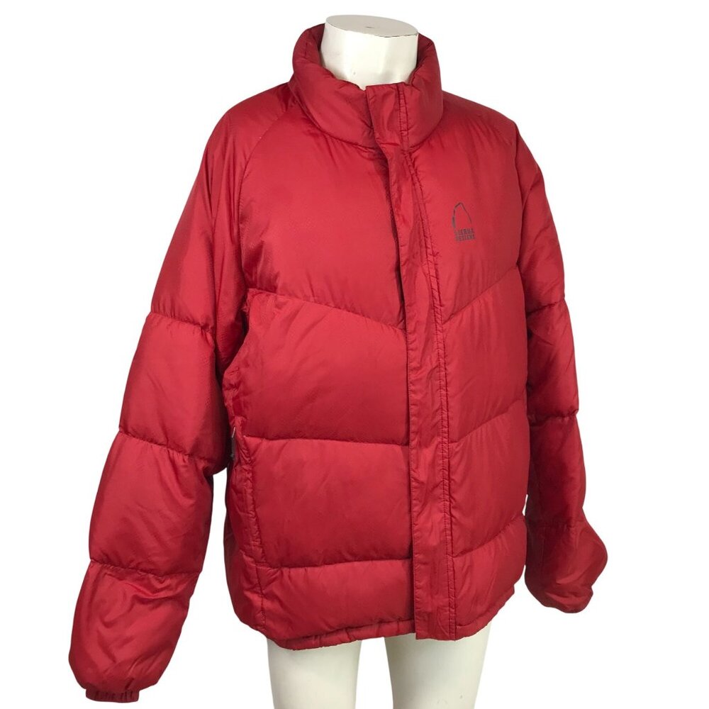 VINTAGE SIERRA DESIGN ~ MENS XL ~ RED DOWN FILLED FULL ZIP PUFFER JACKET COAT
